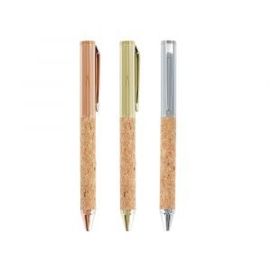 Caneta metálica com detalhe em cortiça