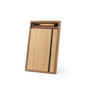 Conjunto de caderno A5 e caneta em bambu